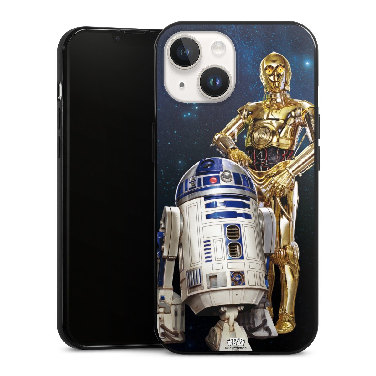 iPhone 14 Handy Slim Case extra dünn Silikon Handyhülle schwarz Hülle Weltall Star Wars R2d2 Silikon Slim Case