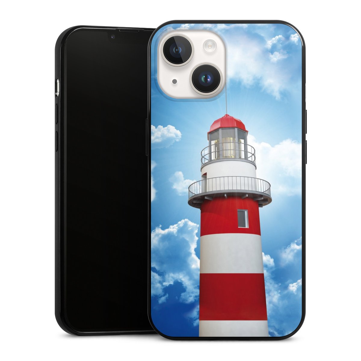 iPhone 14 Handy Slim Case extra dünn Silikon Handyhülle schwarz Hülle Lighthouse Sky Cloud Silikon Slim Case