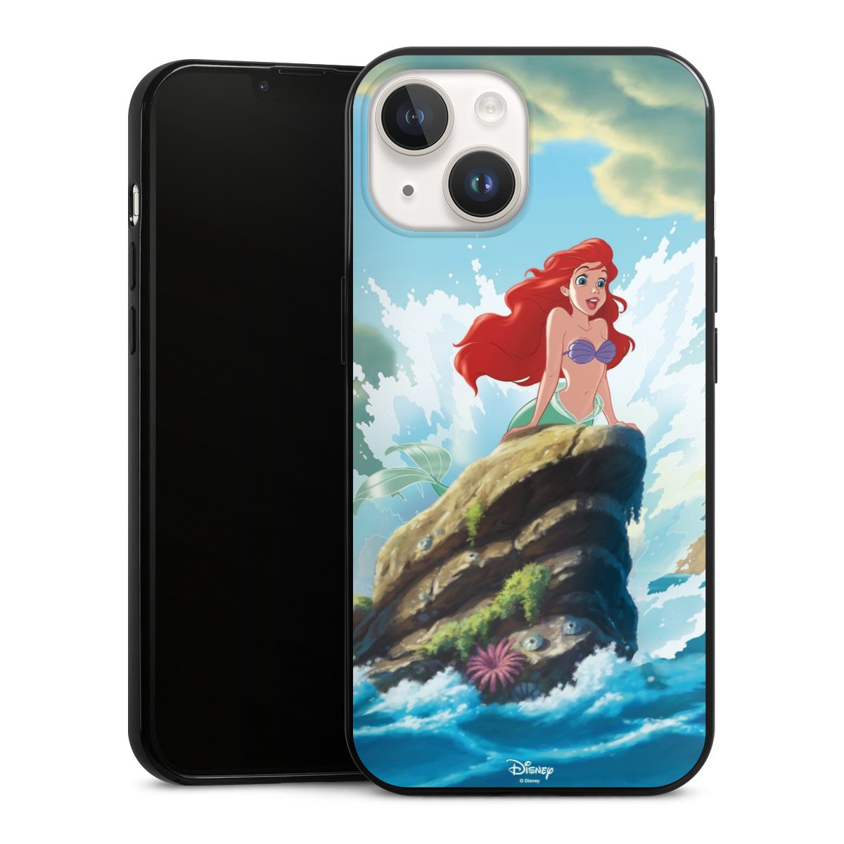 iPhone 14 Handy Slim Case extra dünn Silikon Handyhülle schwarz Hülle Mermaid Arielle Die Meerjungfrau Official Licensed Product Silikon Slim Case