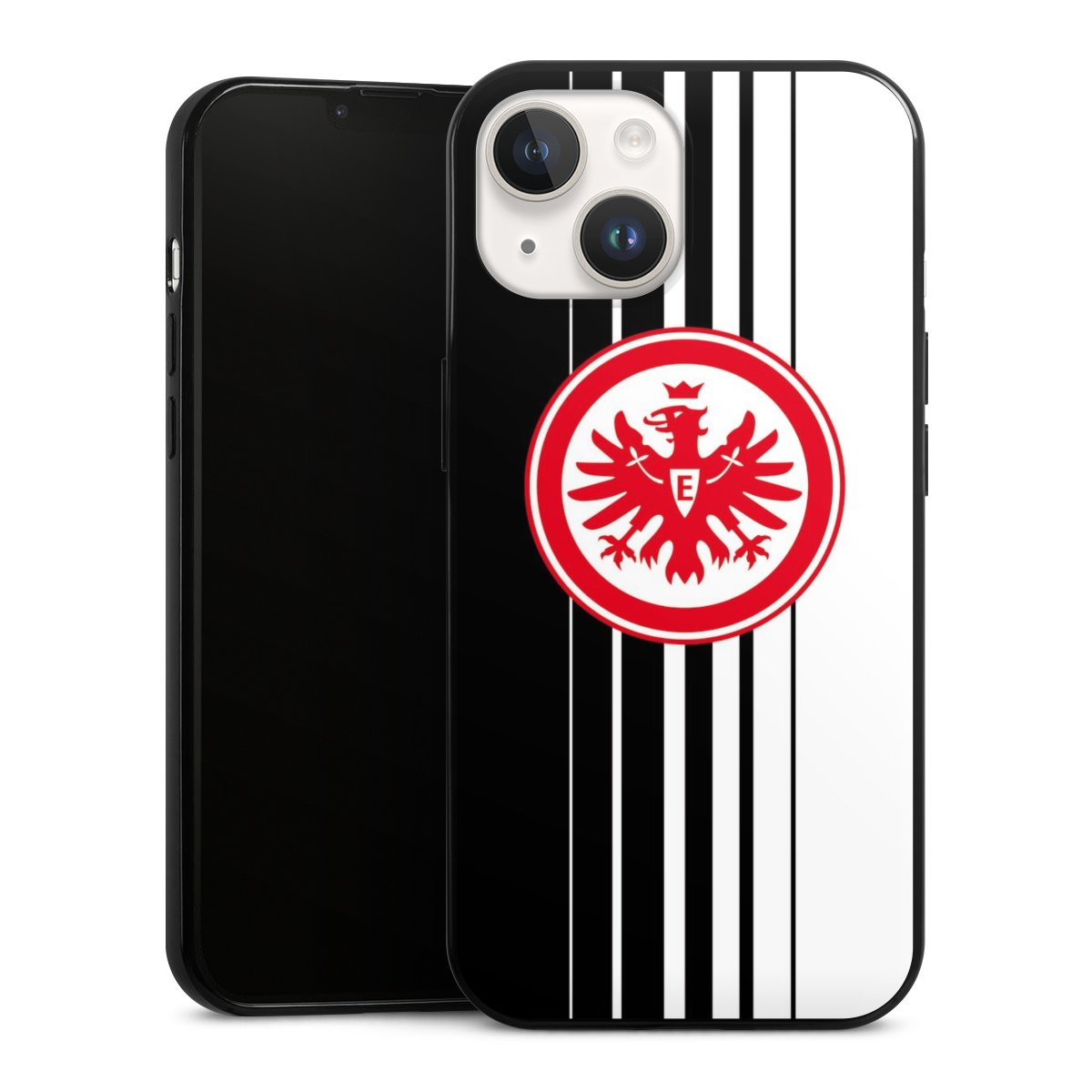 iPhone 14 Handy Slim Case extra dünn Silikon Handyhülle schwarz Hülle Stripes Eintracht Frankfurt Official Licensed Product Silikon Slim Case