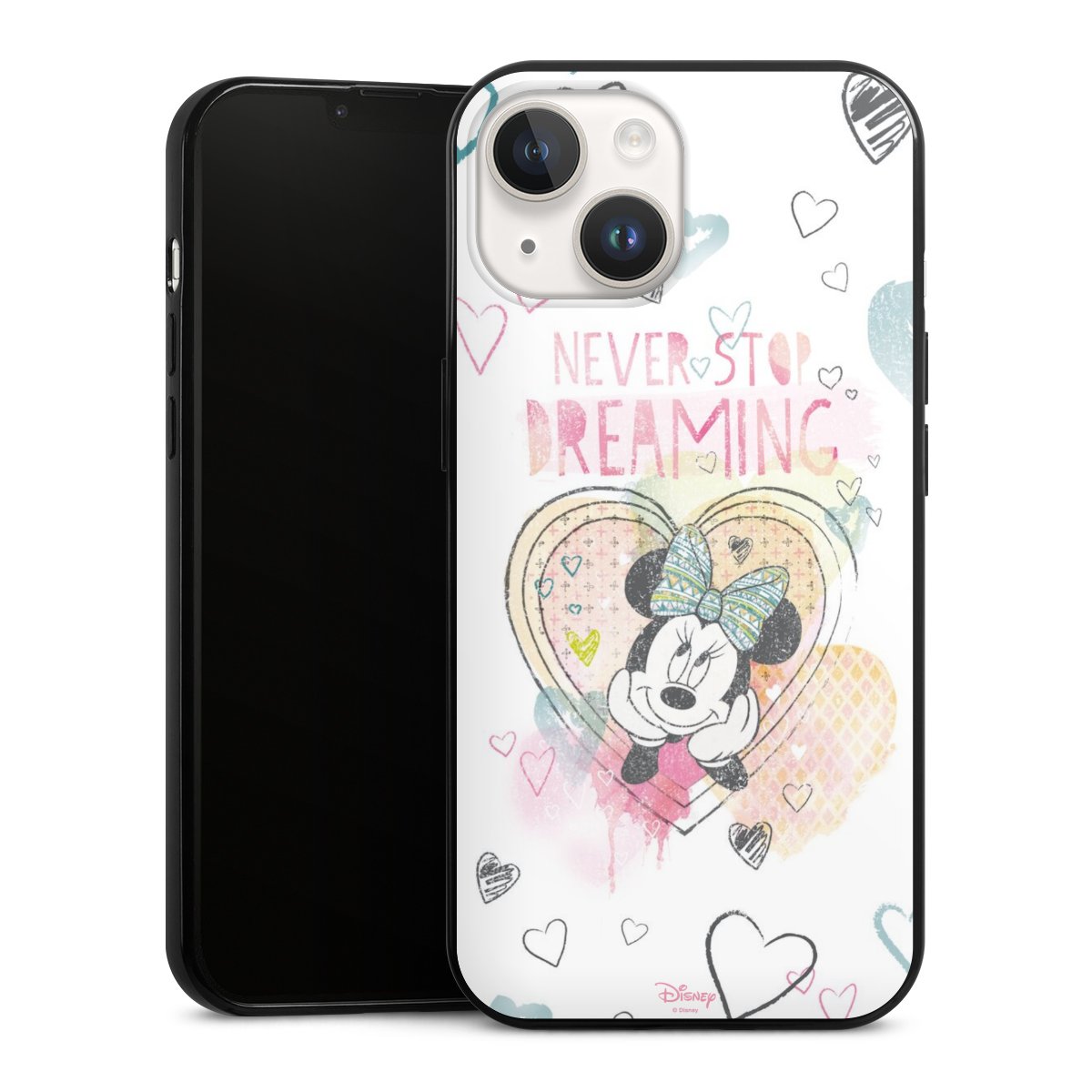 iPhone 14 Handy Slim Case extra dünn Silikon Handyhülle schwarz Hülle Disney Official Licensed Product Minnie Mouse Silikon Slim Case