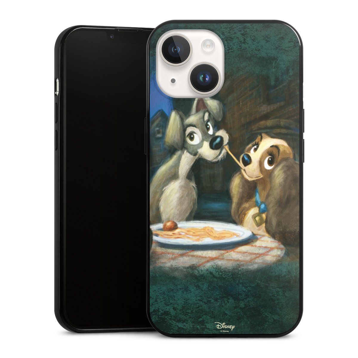 iPhone 14 Handy Slim Case extra dünn Silikon Handyhülle schwarz Hülle Lady And The Tramp Official Licensed Product Disney Silikon Slim Case