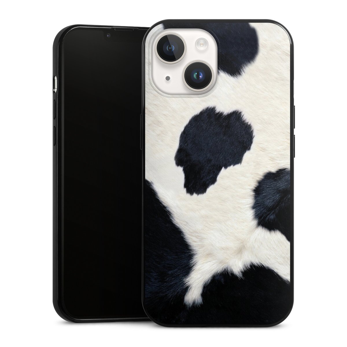 iPhone 14 Handy Slim Case extra dünn Silikon Handyhülle schwarz Hülle Animal Look Animal Print Cow Skin Silikon Slim Case