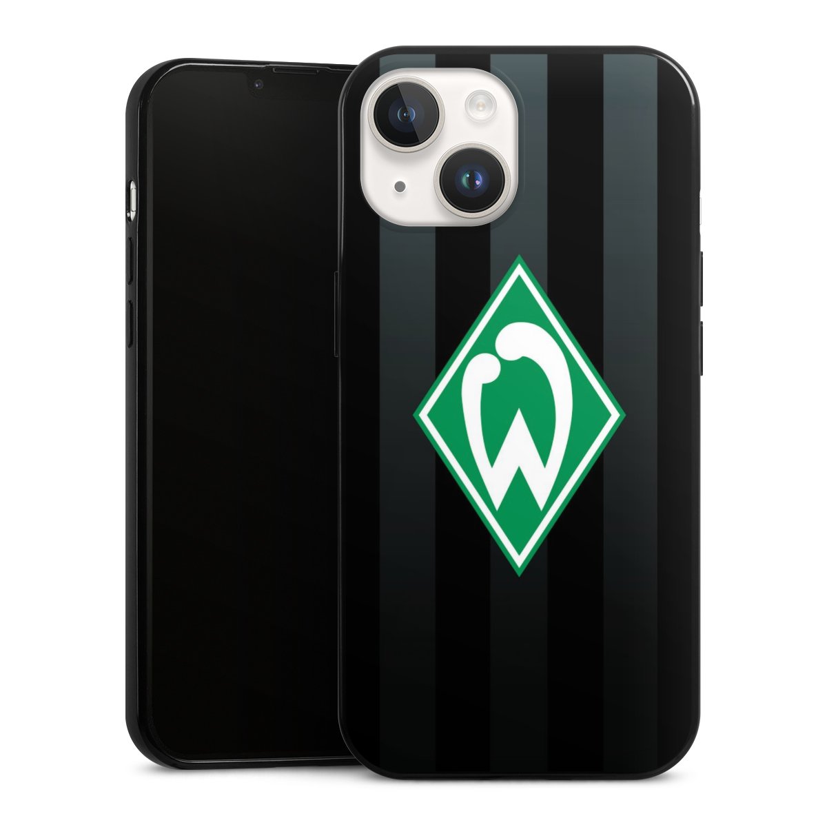 iPhone 14 Handy Slim Case extra dünn Silikon Handyhülle schwarz Hülle Stripes Sv Werder Bremen Official Licensed Product Silikon Slim Case