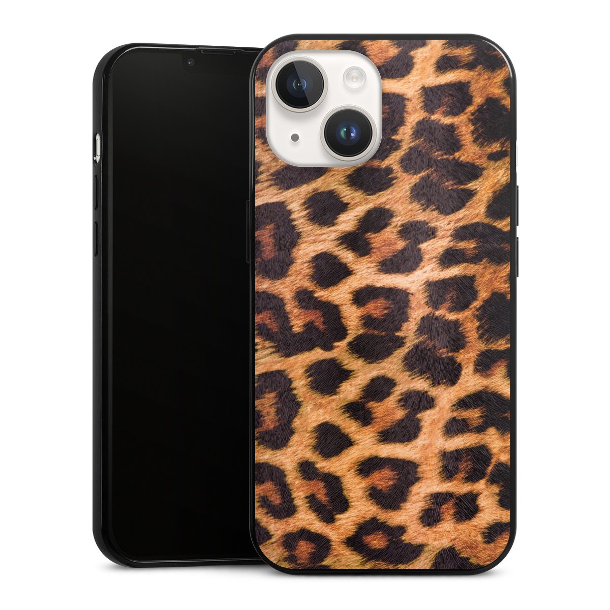 iPhone 14 Handy Slim Case extra dünn Silikon Handyhülle schwarz Hülle Animal Print Leopard Fur Silikon Slim Case