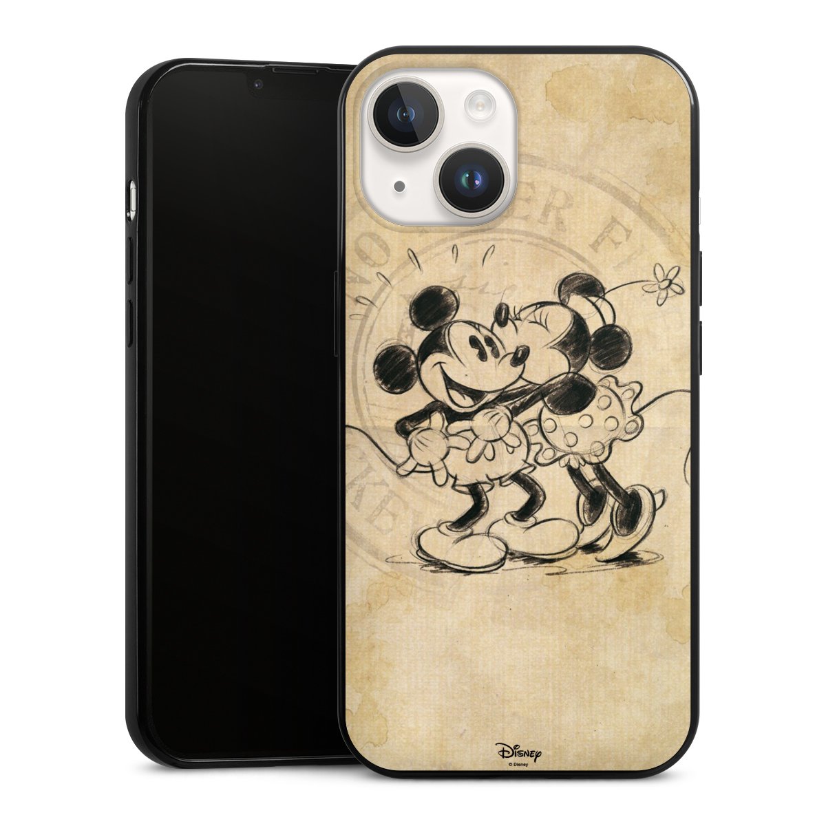 iPhone 14 Handy Slim Case extra dünn Silikon Handyhülle schwarz Hülle Mickey Mouse Vintage Minnie Mouse Silikon Slim Case