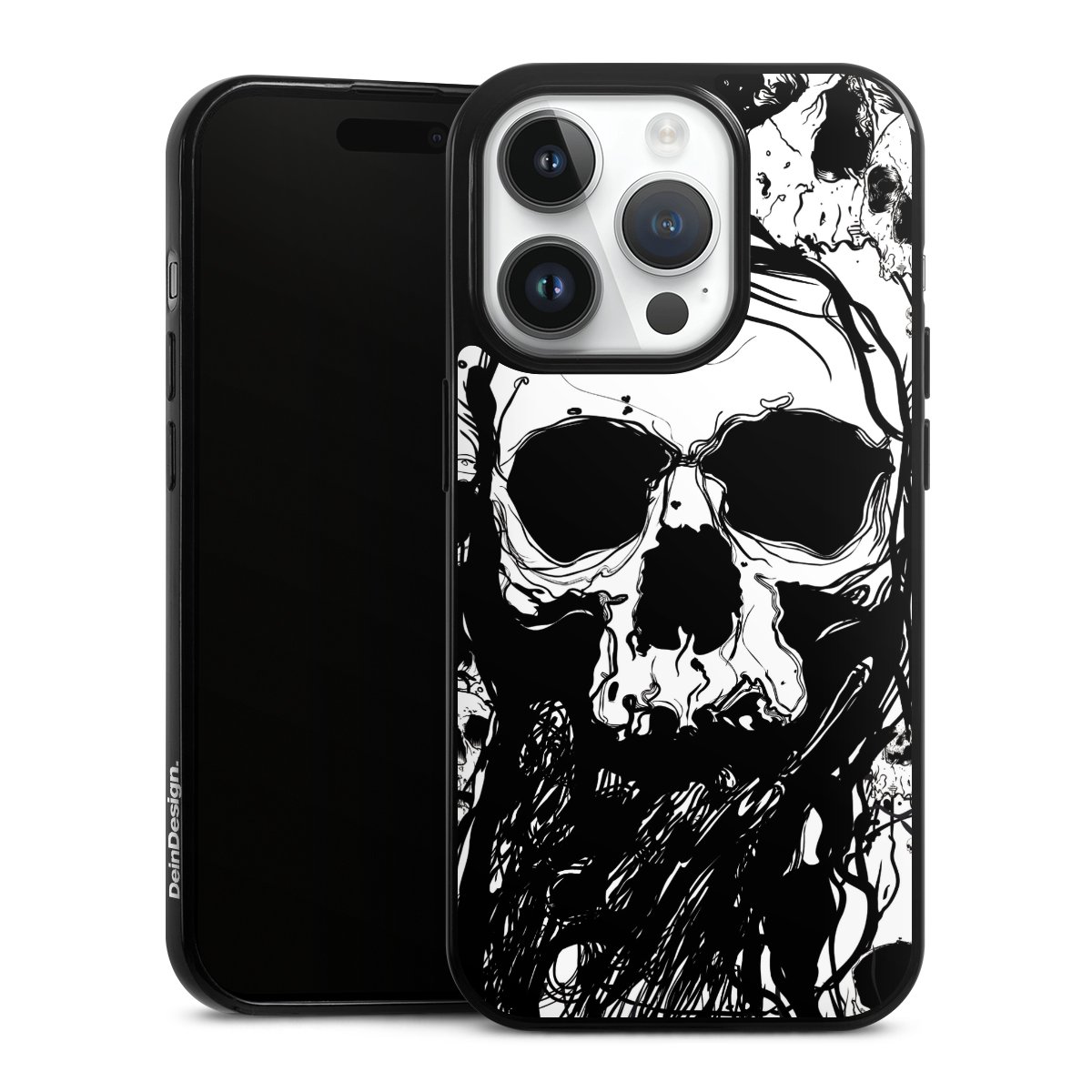 iPhone 14 Pro Handy Slim Case extra dünn Silikon Handyhülle schwarz Hülle Totenkopf Halloween Silikon Slim Case