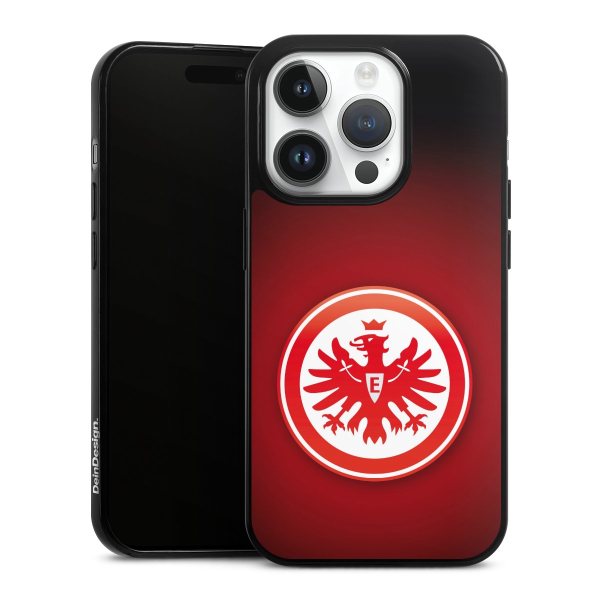 iPhone 14 Pro Handy Slim Case extra dünn Silikon Handyhülle schwarz Hülle Eintracht Frankfurt Official Licensed Product Coat Of Arms Silikon Slim Case