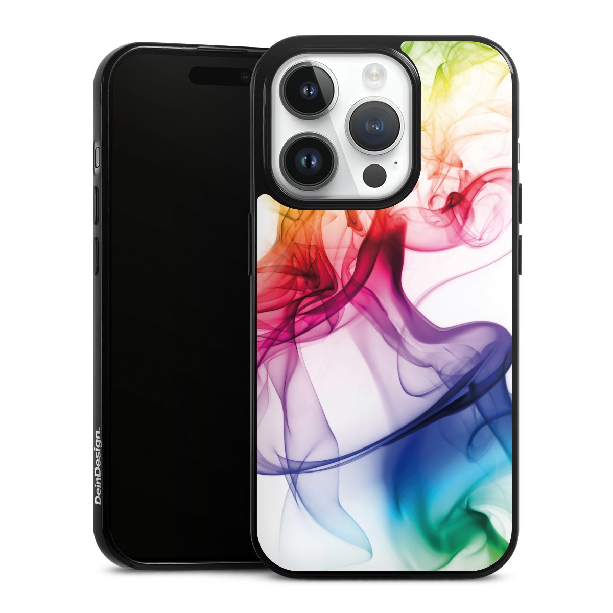 iPhone 14 Pro Handy Slim Case extra dünn Silikon Handyhülle schwarz Hülle Water Colour Rainbow Silikon Slim Case