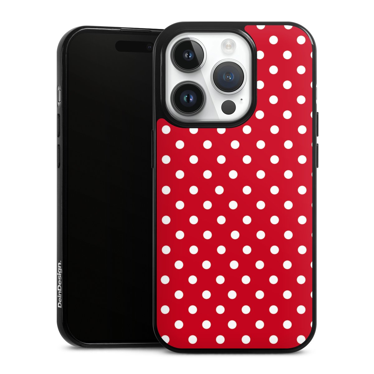 iPhone 14 Pro Handy Slim Case extra dünn Silikon Handyhülle schwarz Hülle Points Polka Dots Retro Silikon Slim Case