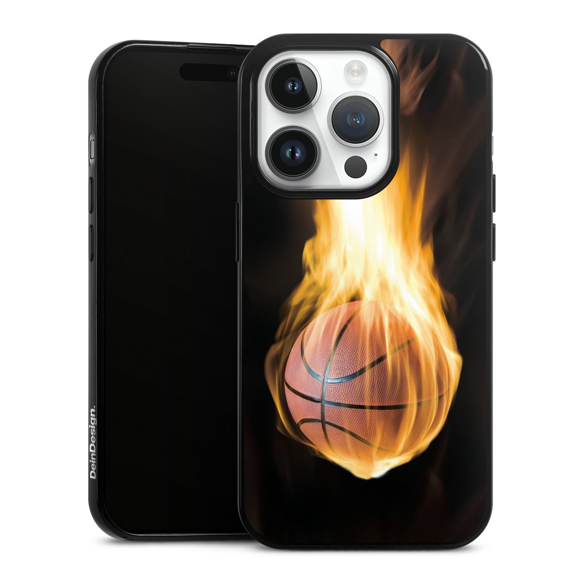 iPhone 14 Pro Handy Slim Case extra dünn Silikon Handyhülle schwarz Hülle Basketball Sports Fire Silikon Slim Case