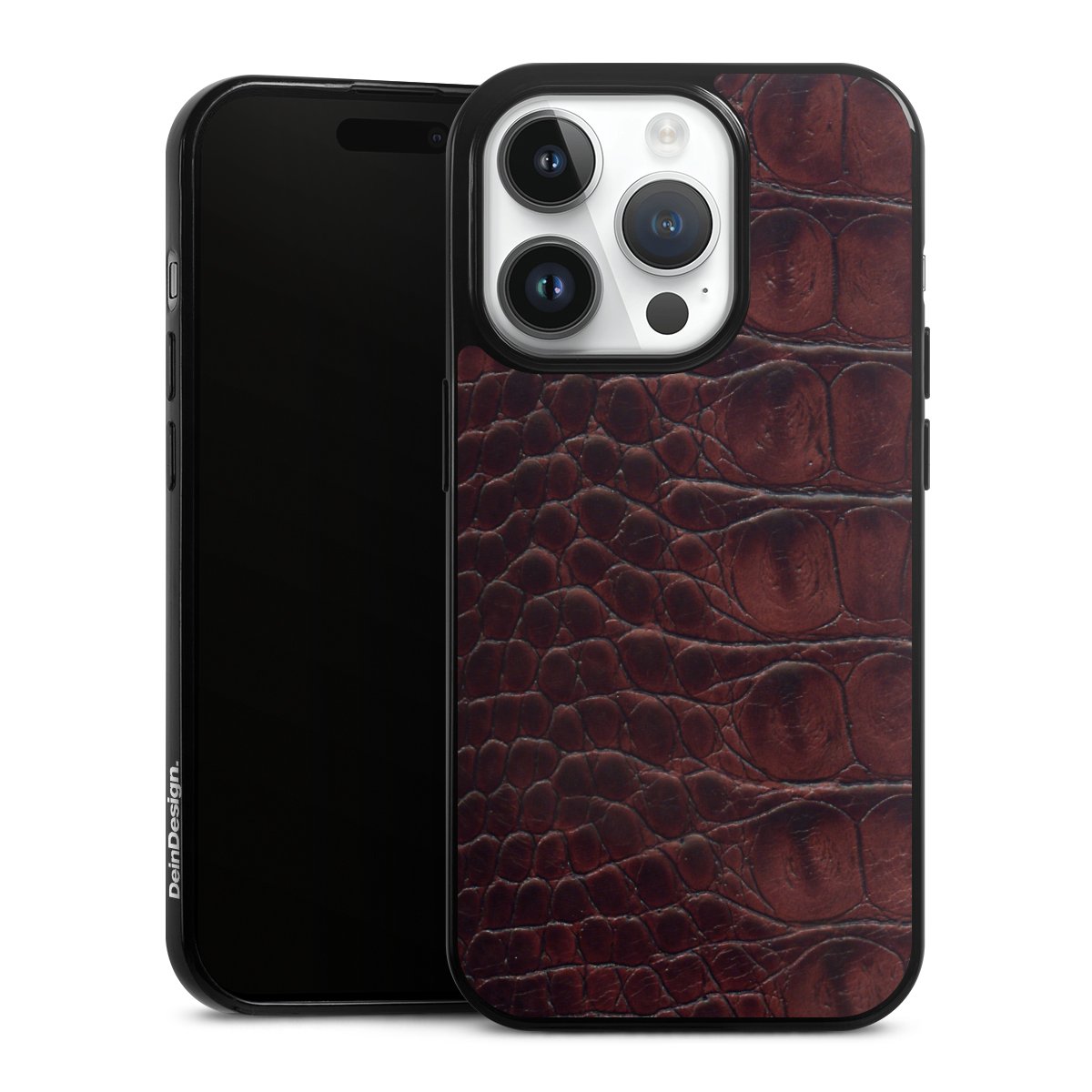 iPhone 14 Pro Handy Slim Case extra dünn Silikon Handyhülle schwarz Hülle Crocodile Animal Print Leather Silikon Slim Case