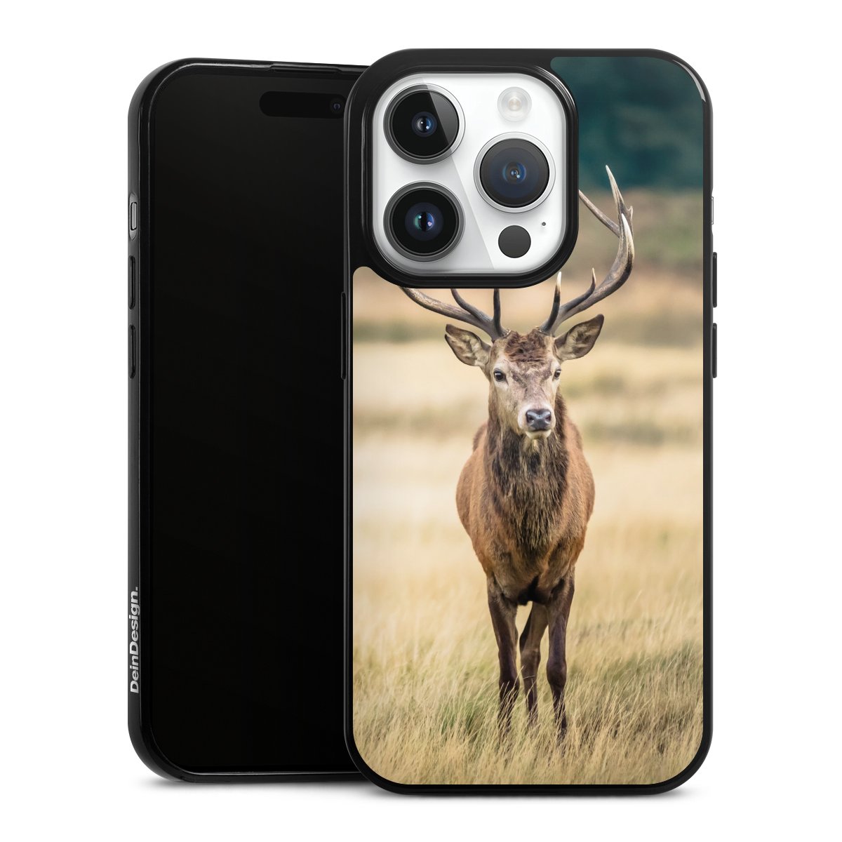 iPhone 14 Pro Handy Slim Case extra dünn Silikon Handyhülle schwarz Hülle Deer Meadow Forrest Silikon Slim Case