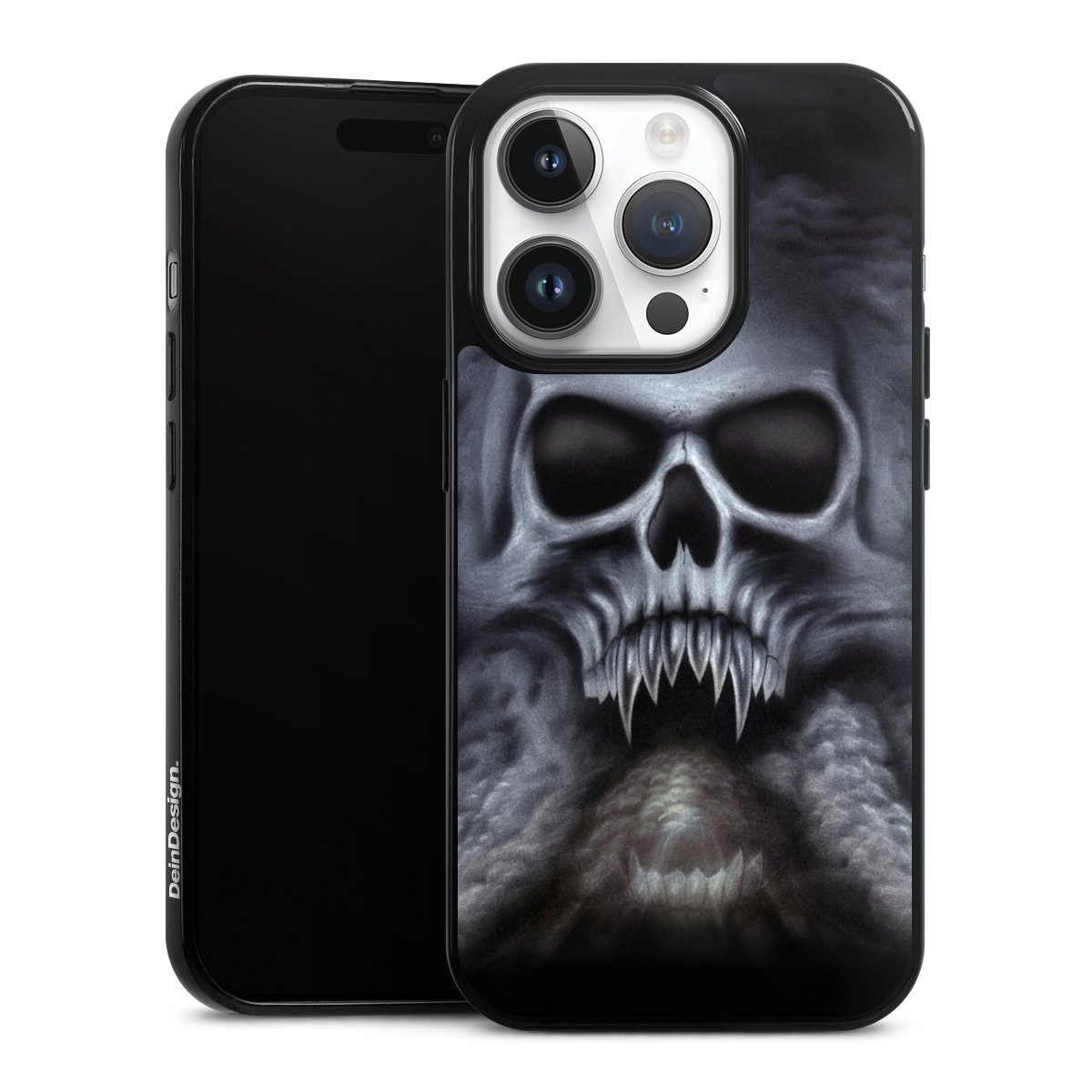 iPhone 14 Pro Handy Slim Case extra dünn Silikon Handyhülle schwarz Hülle Totenkopf Skull Silikon Slim Case