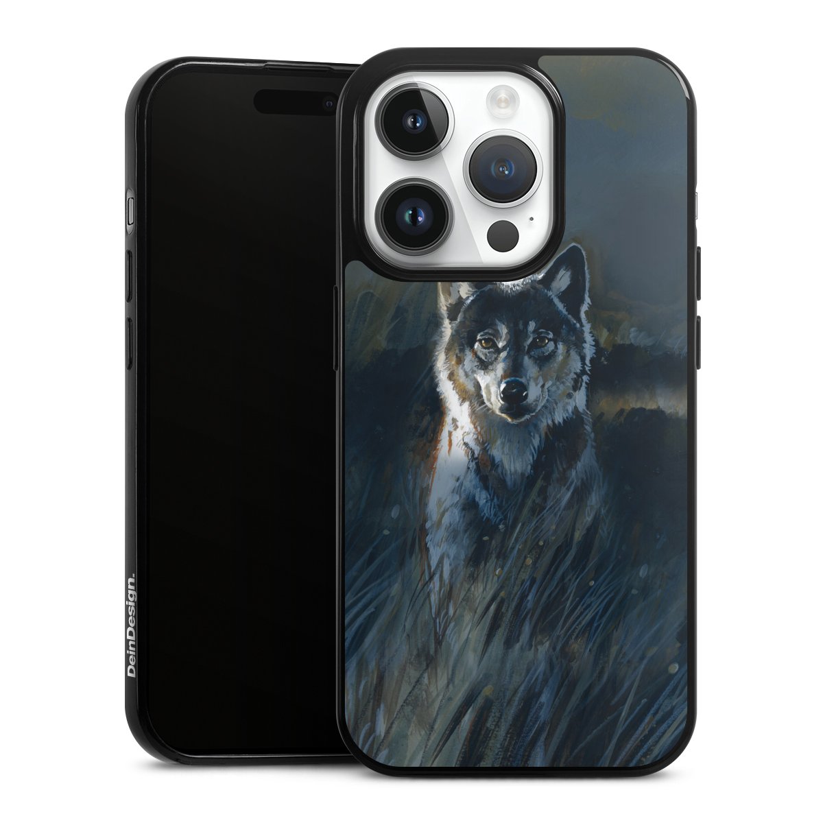 iPhone 14 Pro Handy Slim Case extra dünn Silikon Handyhülle schwarz Hülle Nature Wolf Painting Silikon Slim Case