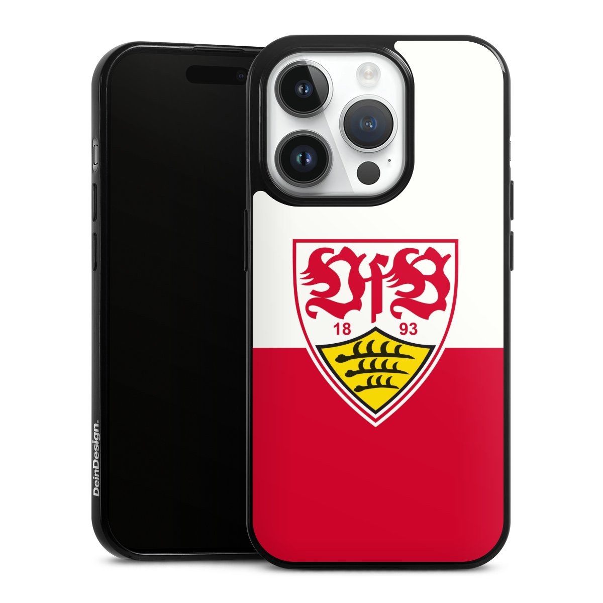 iPhone 14 Pro Handy Slim Case extra dünn Silikon Handyhülle schwarz Hülle Official Licensed Product Logo Vfb Stuttgart Silikon Slim Case