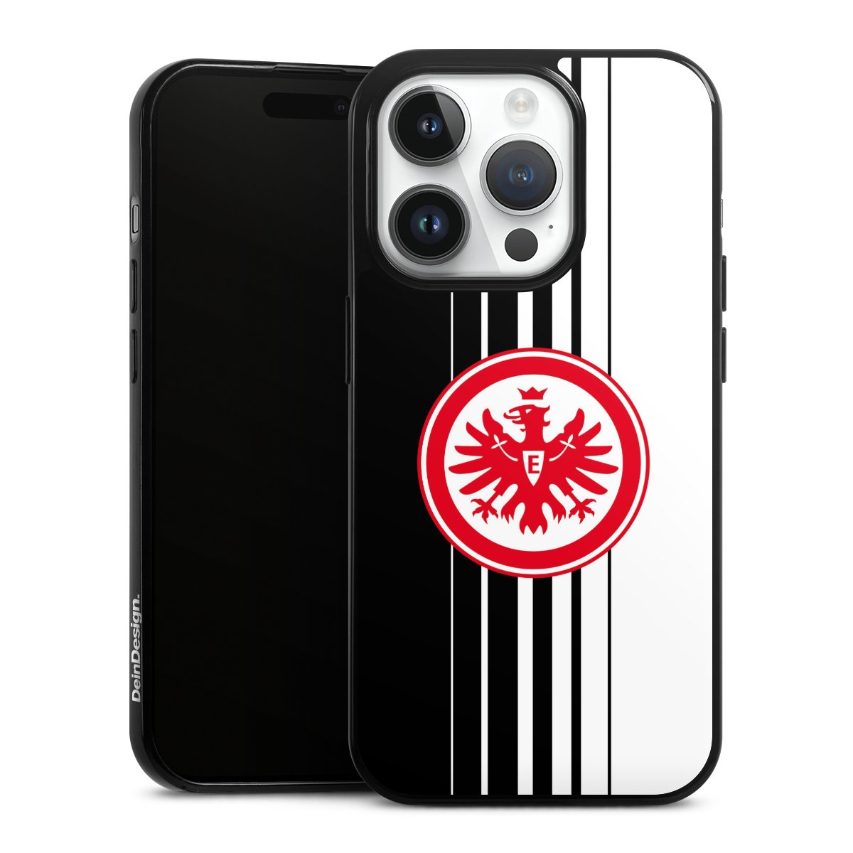 iPhone 14 Pro Handy Slim Case extra dünn Silikon Handyhülle schwarz Hülle Stripes Eintracht Frankfurt Official Licensed Product Silikon Slim Case