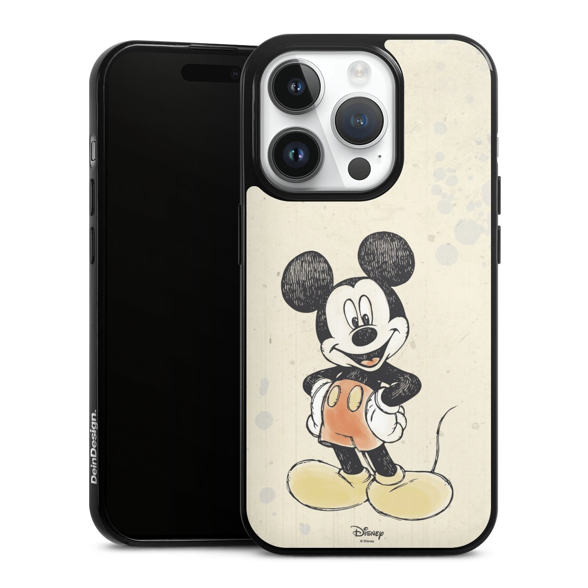 iPhone 14 Pro Handy Slim Case extra dünn Silikon Handyhülle schwarz Hülle Water Colour Mickey & Minnie Mouse Official Licensed Product Silikon Slim Case