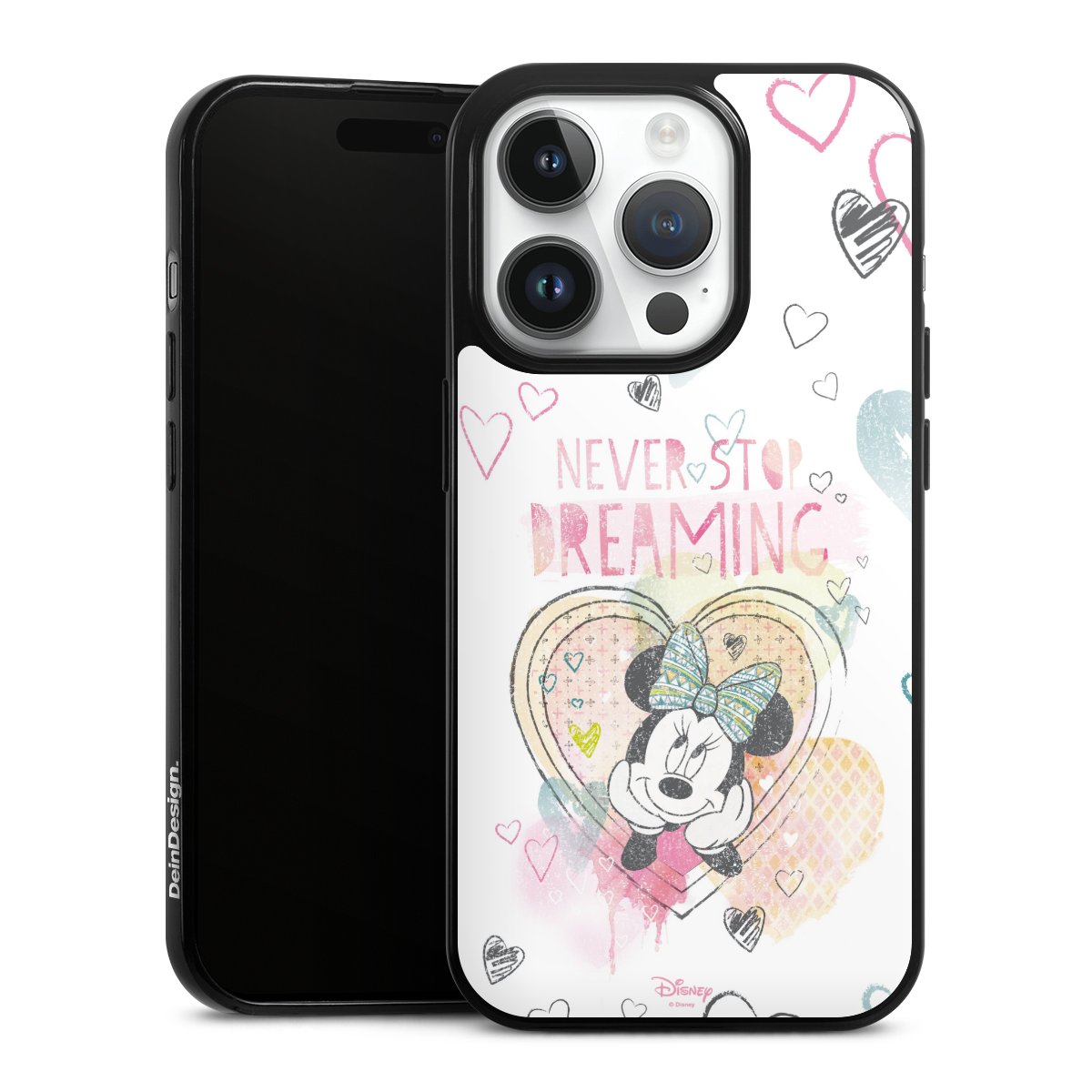 iPhone 14 Pro Handy Slim Case extra dünn Silikon Handyhülle schwarz Hülle Disney Official Licensed Product Minnie Mouse Silikon Slim Case