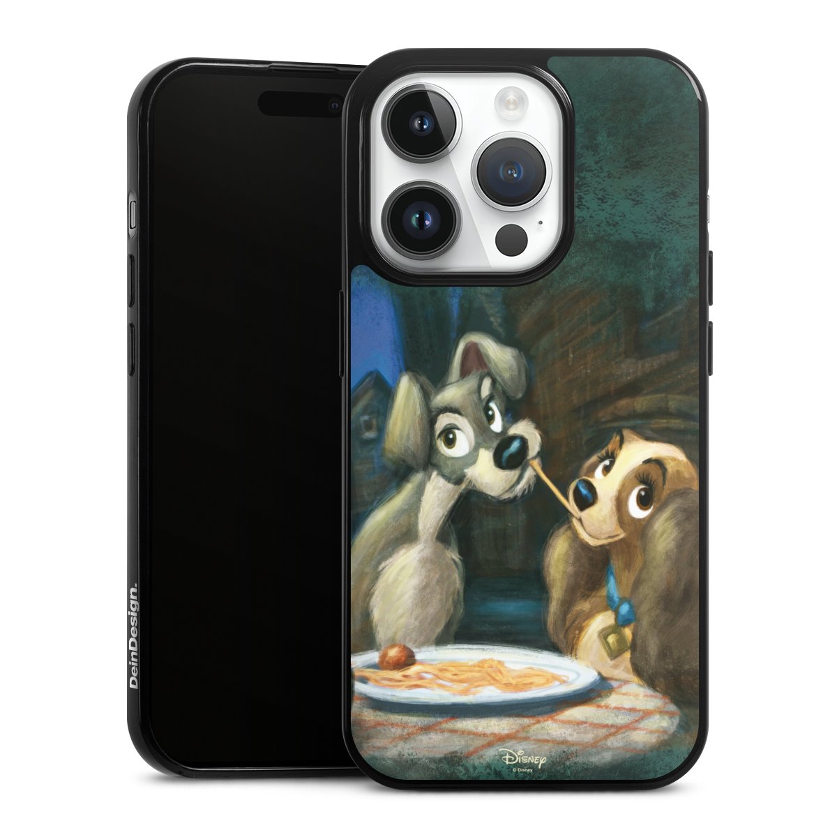 iPhone 14 Pro Handy Slim Case extra dünn Silikon Handyhülle schwarz Hülle Lady And The Tramp Official Licensed Product Disney Silikon Slim Case