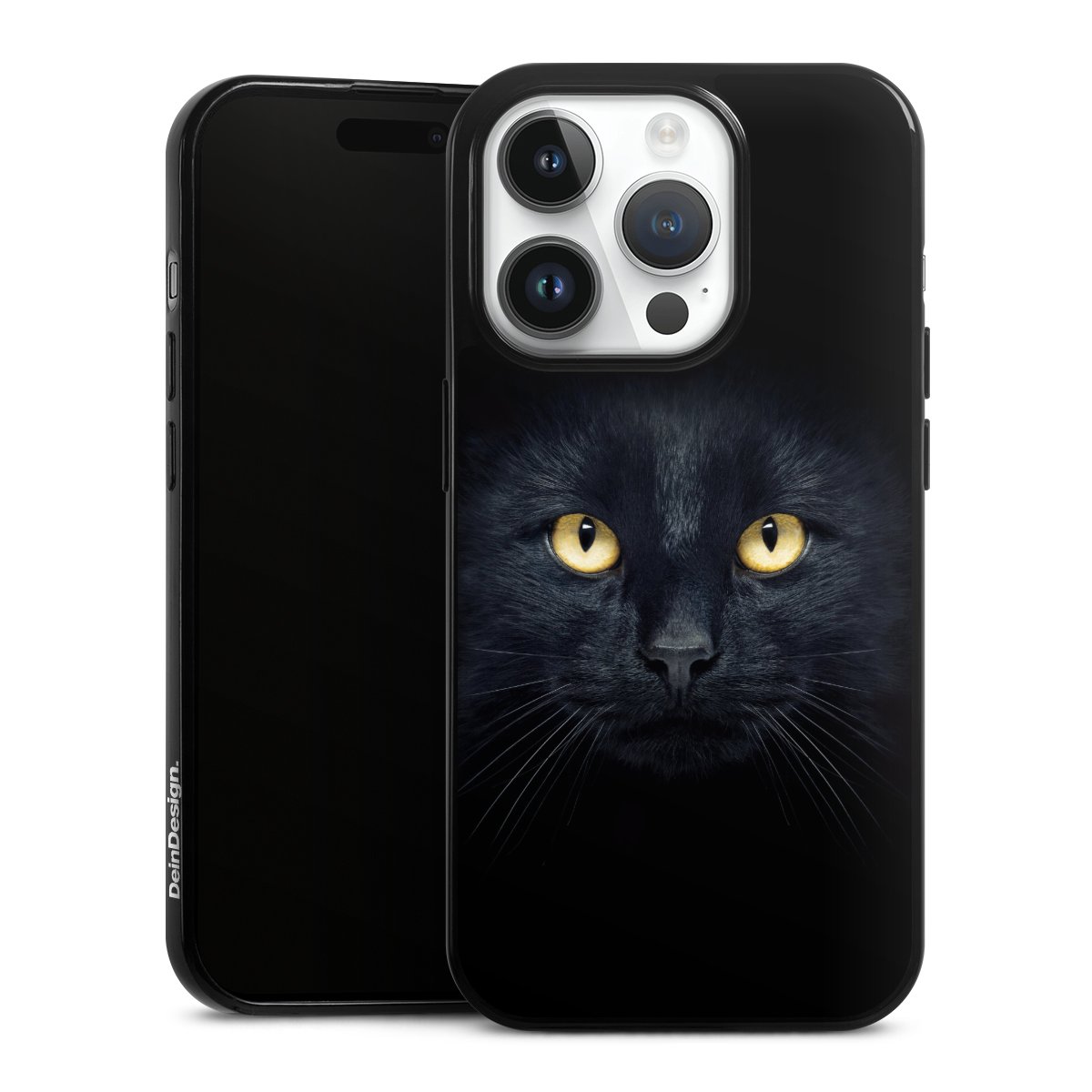 iPhone 14 Pro Handy Slim Case extra dünn Silikon Handyhülle schwarz Hülle Eye Cat Black Silikon Slim Case