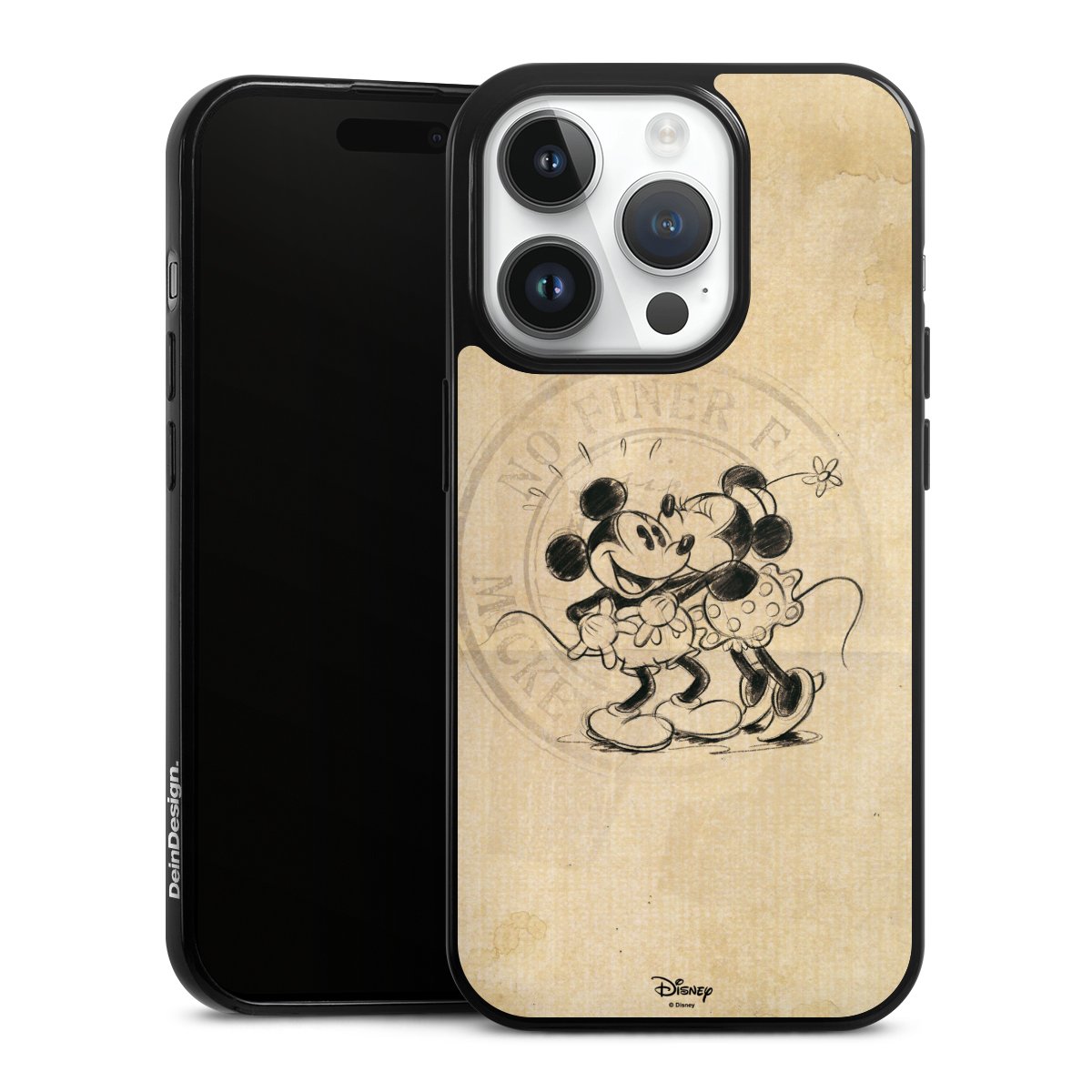 iPhone 14 Pro Handy Slim Case extra dünn Silikon Handyhülle schwarz Hülle Mickey Mouse Vintage Minnie Mouse Silikon Slim Case