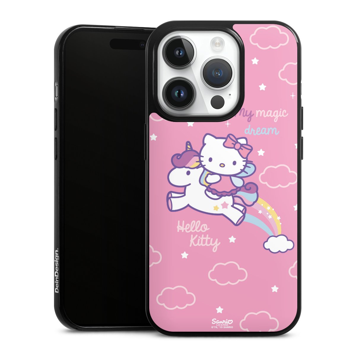 iPhone 14 Pro Handy Slim Case extra dünn Silikon Handyhülle schwarz Hülle Einhorn Official Licensed Product Hello Kitty Silikon Slim Case