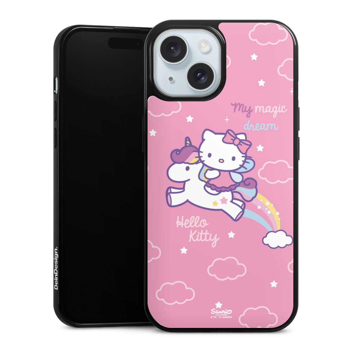 iPhone 15 Handy Slim Case extra dünn Silikon Handyhülle schwarz Hülle Einhorn Official Licensed Product Hello Kitty Silikon Slim Case