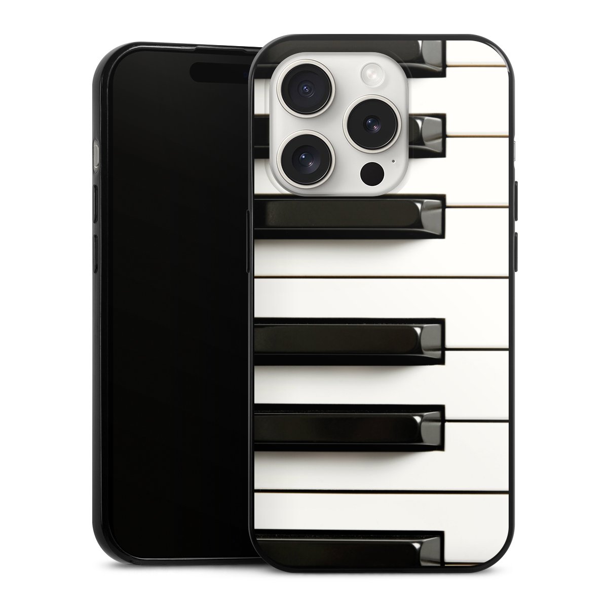 iPhone 15 Pro Handy Slim Case extra dünn Silikon Handyhülle schwarz Hülle Klavier Piano Music Silikon Slim Case