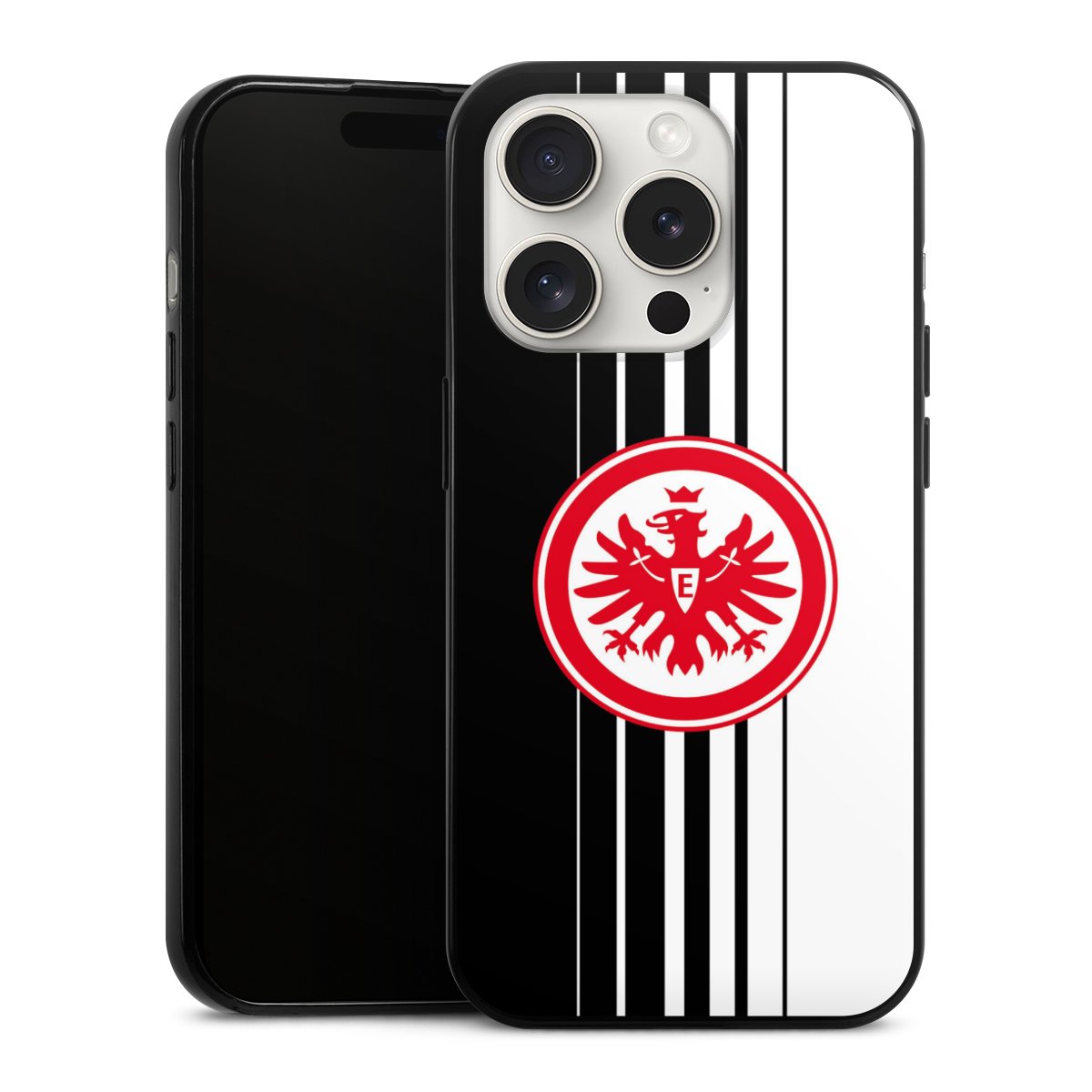 iPhone 15 Pro Handy Slim Case extra dünn Silikon Handyhülle schwarz Hülle Stripes Eintracht Frankfurt Official Licensed Product Silikon Slim Case