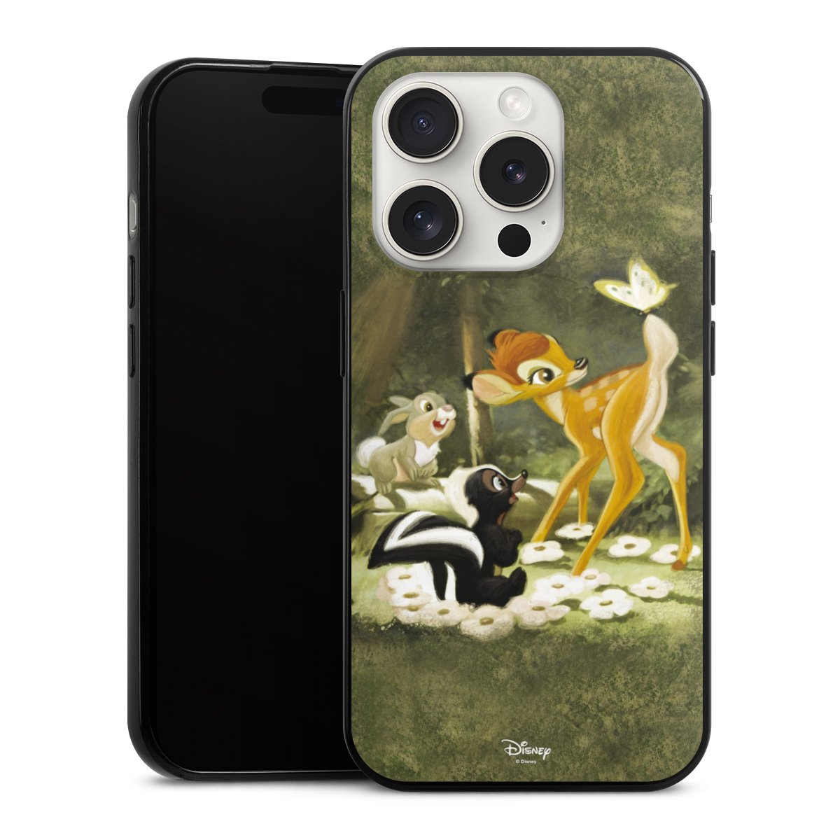 iPhone 15 Pro Handy Slim Case extra dünn Silikon Handyhülle schwarz Hülle Disney Official Licensed Product Bambi Silikon Slim Case