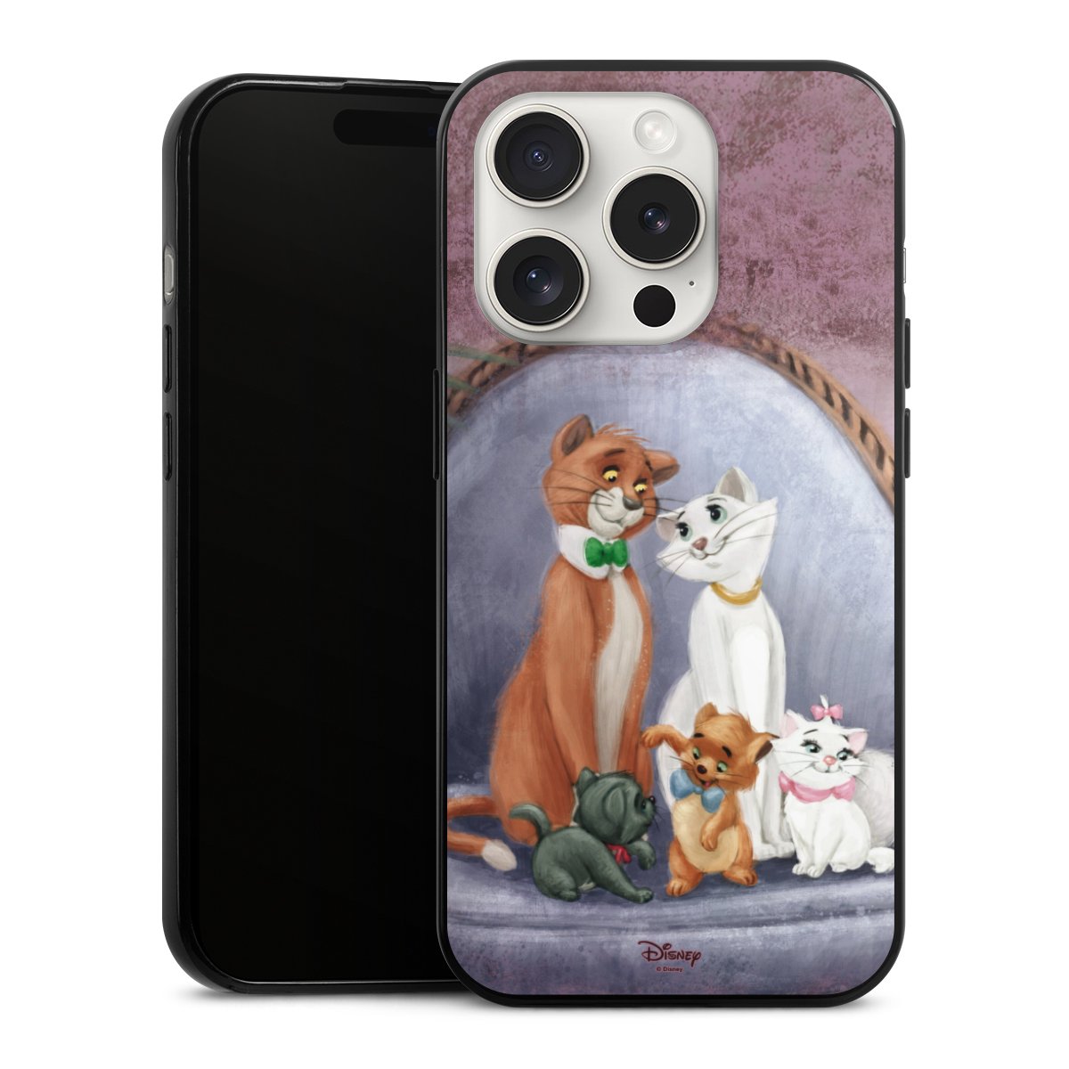 iPhone 15 Pro Handy Slim Case extra dünn Silikon Handyhülle schwarz Hülle Official Licensed Product Disney Aristocats Silikon Slim Case