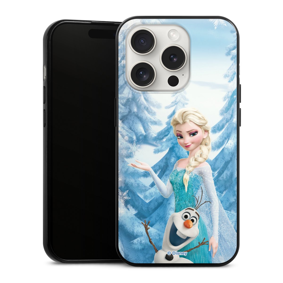 iPhone 15 Pro Handy Slim Case extra dünn Silikon Handyhülle schwarz Hülle Official Licensed Product Frozen Elsa Disney Silikon Slim Case