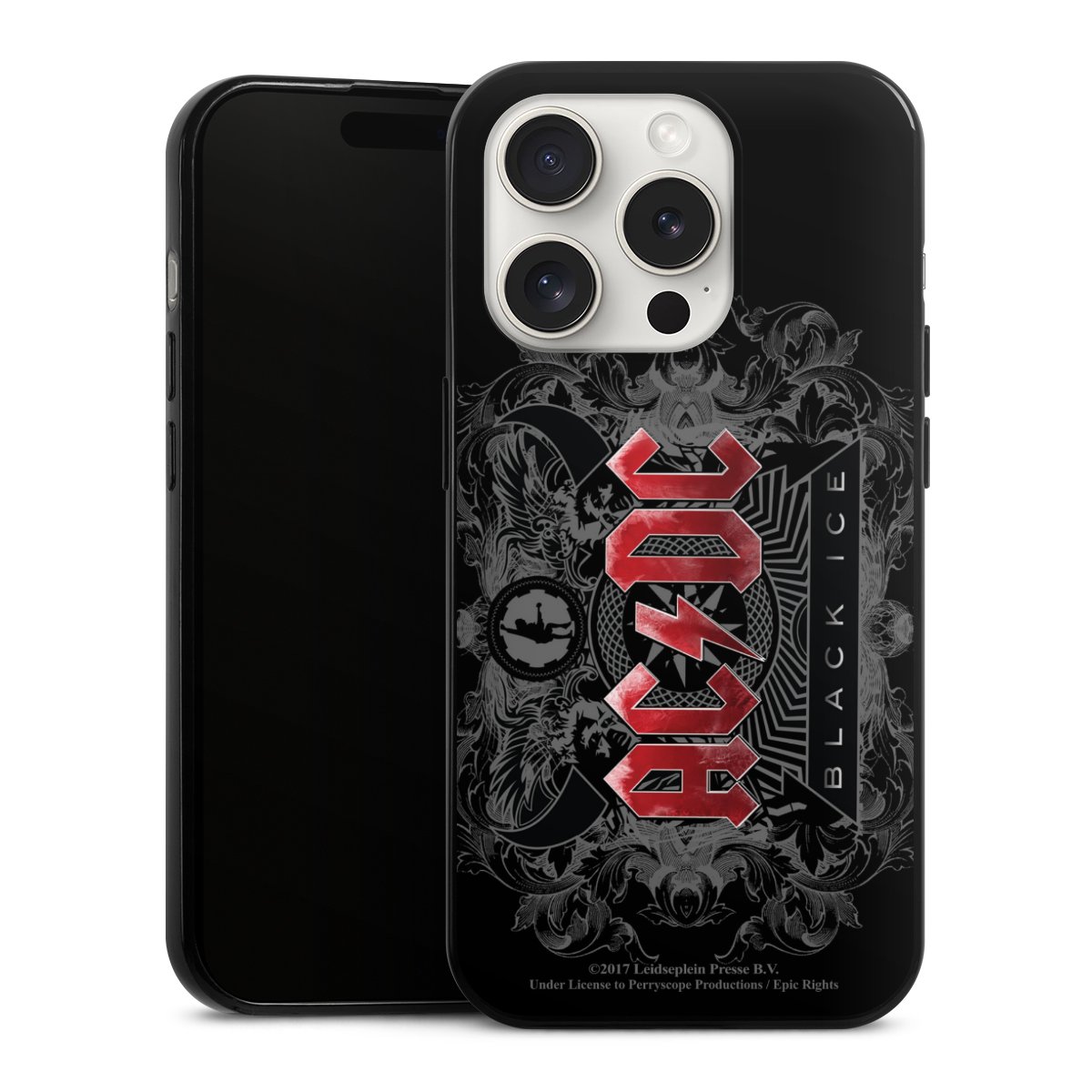 iPhone 15 Pro Handy Slim Case extra dünn Silikon Handyhülle schwarz Hülle Merchandise Black Ice Acdc Silikon Slim Case