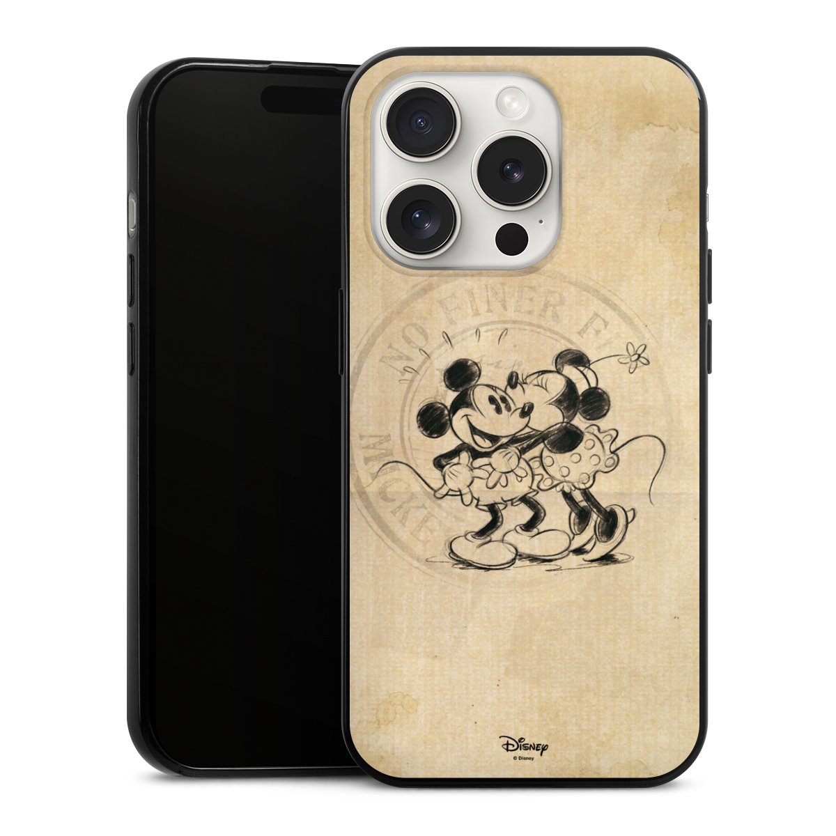 iPhone 15 Pro Handy Slim Case extra dünn Silikon Handyhülle schwarz Hülle Mickey Mouse Vintage Minnie Mouse Silikon Slim Case