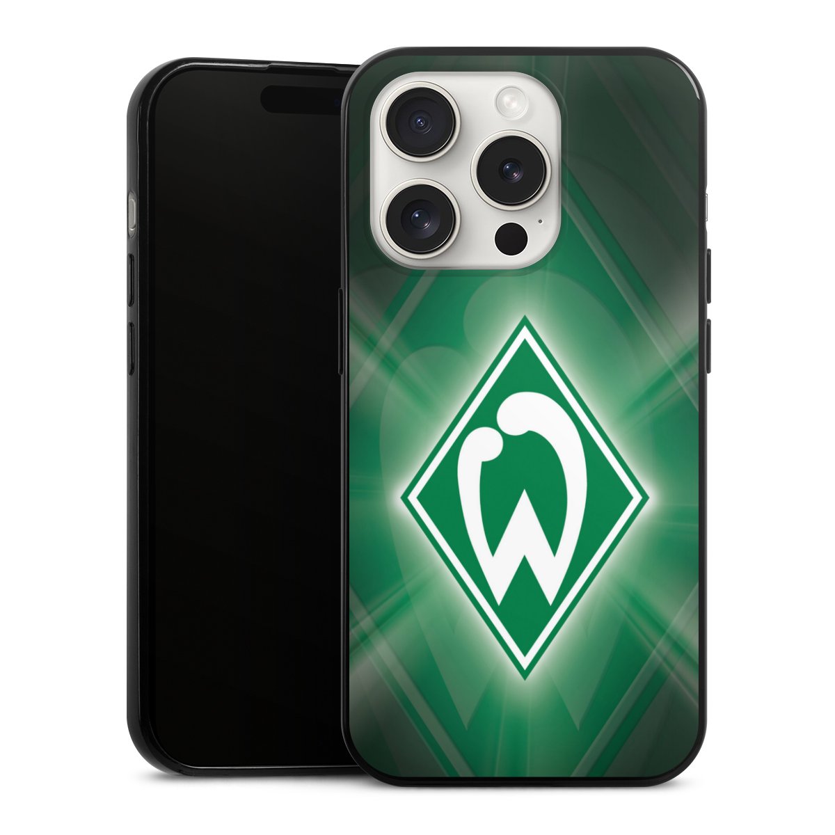 iPhone 15 Pro Handy Slim Case extra dünn Silikon Handyhülle schwarz Hülle Sv Werder Bremen Official Licensed Product Coat Of Arms Silikon Slim Case