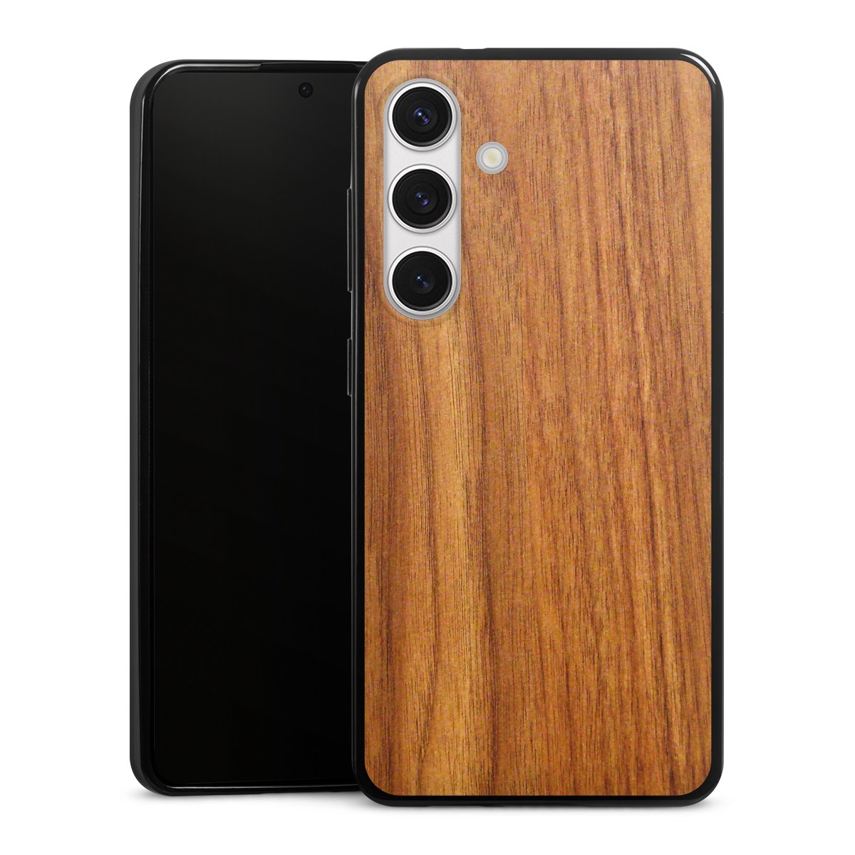 Galaxy S24 Handy Slim Case extra dünn Silikon Handyhülle schwarz Hülle Wood Larch Wooden Look Silikon Slim Case