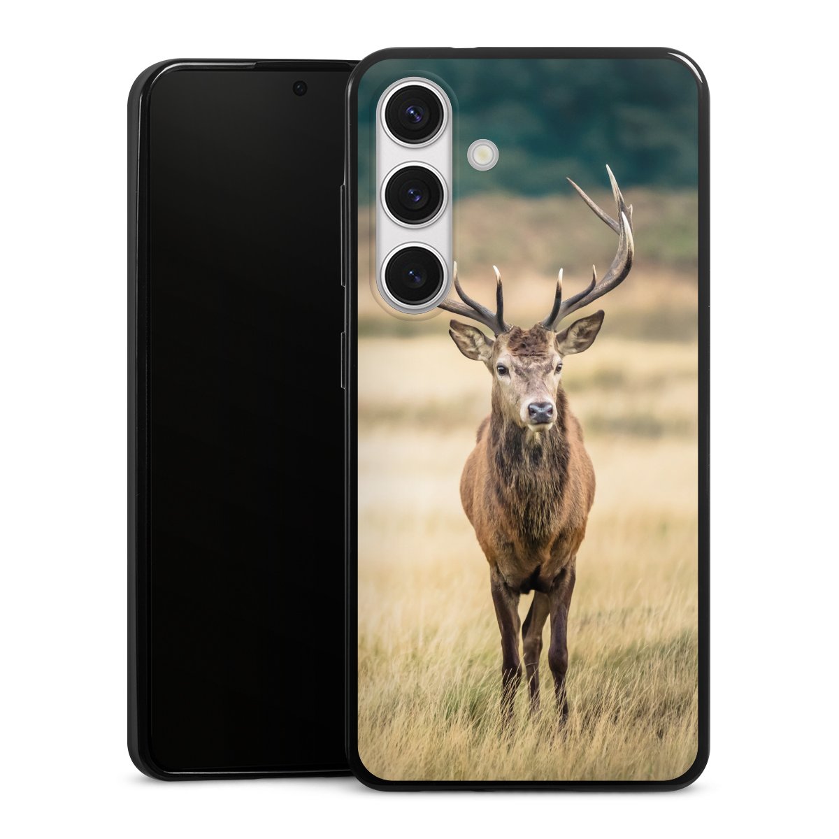 Galaxy S24 Handy Slim Case extra dünn Silikon Handyhülle schwarz Hülle Deer Meadow Forrest Silikon Slim Case