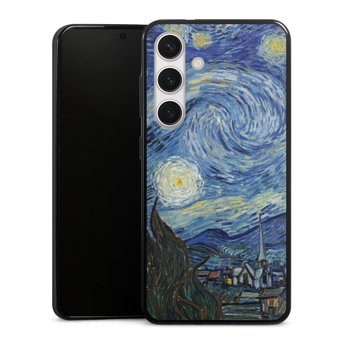 Galaxy S24 Handy Slim Case extra dünn Silikon Handyhülle schwarz Hülle The Starry Night Kunst Vincent Van Gogh Silikon Slim Case