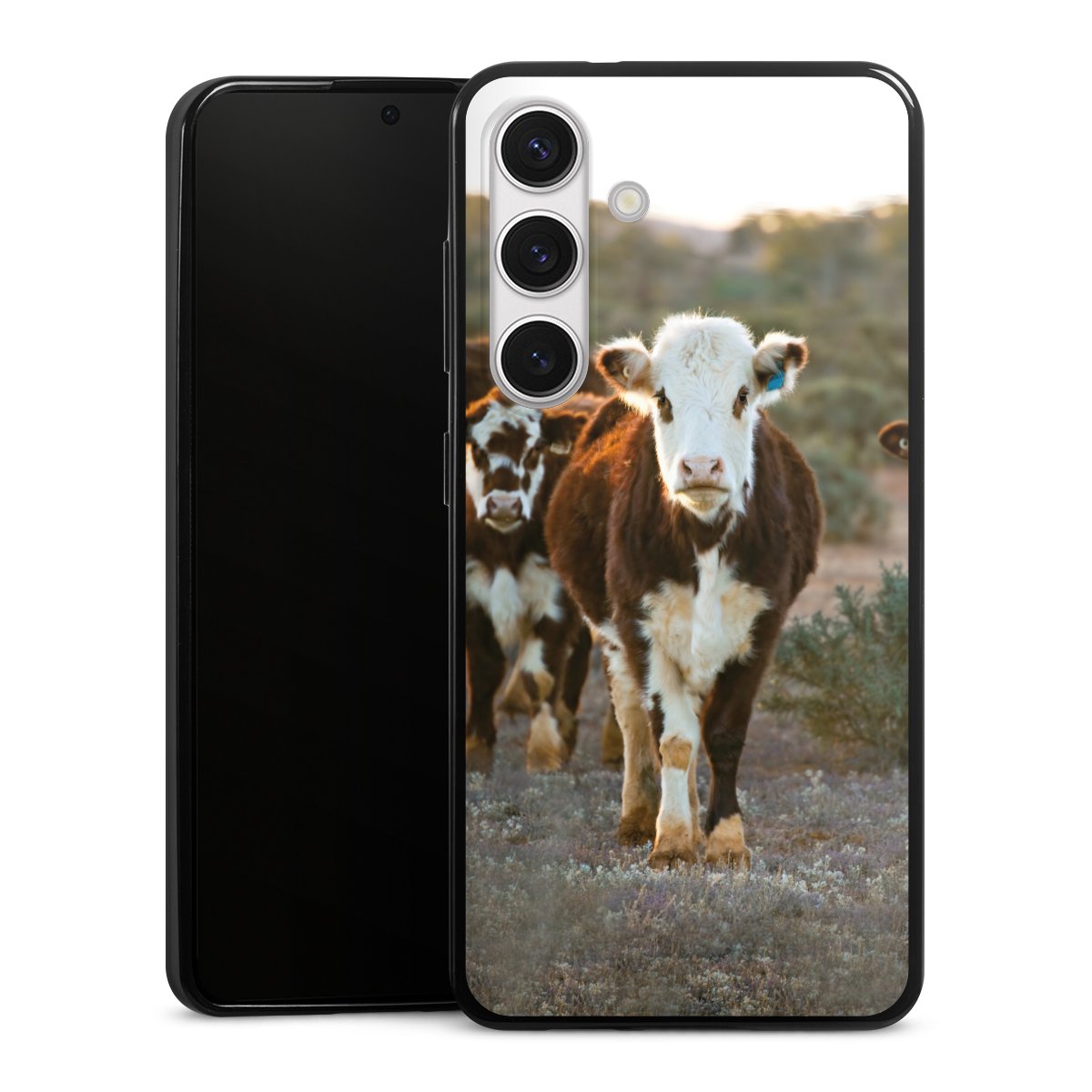 Galaxy S24 Handy Slim Case extra dünn Silikon Handyhülle schwarz Hülle Cow Farmer Calf Silikon Slim Case