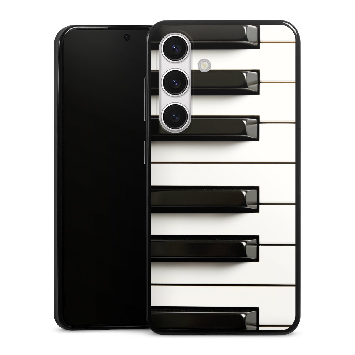 Galaxy S24 Handy Slim Case extra dünn Silikon Handyhülle schwarz Hülle Klavier Piano Music Silikon Slim Case