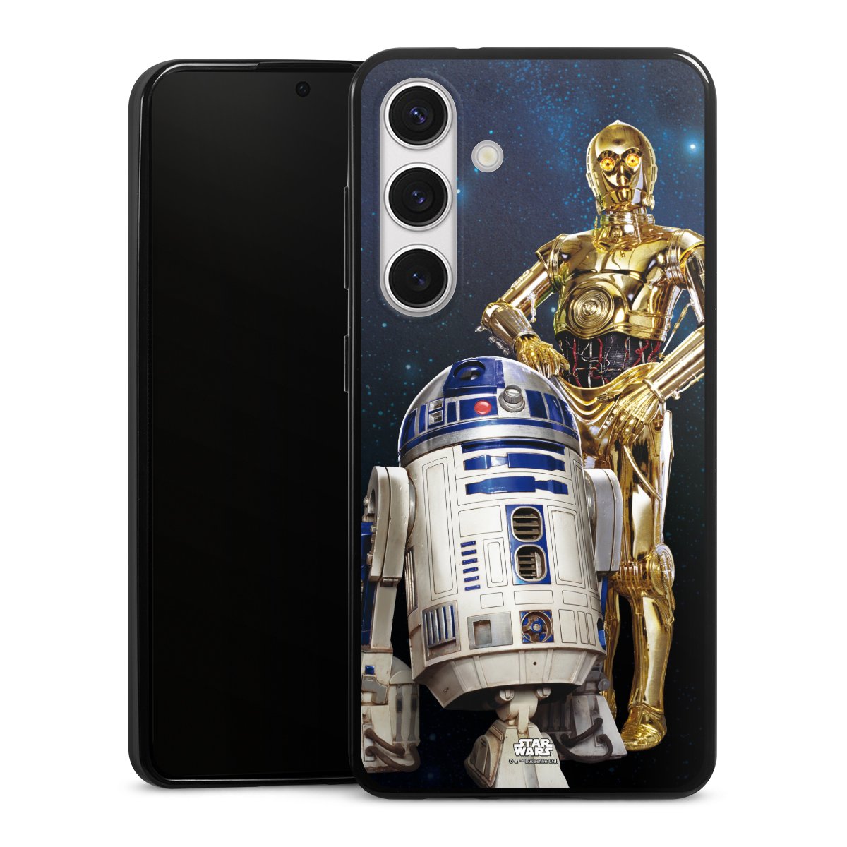 Galaxy S24 Handy Slim Case extra dünn Silikon Handyhülle schwarz Hülle Weltall Star Wars R2d2 Silikon Slim Case