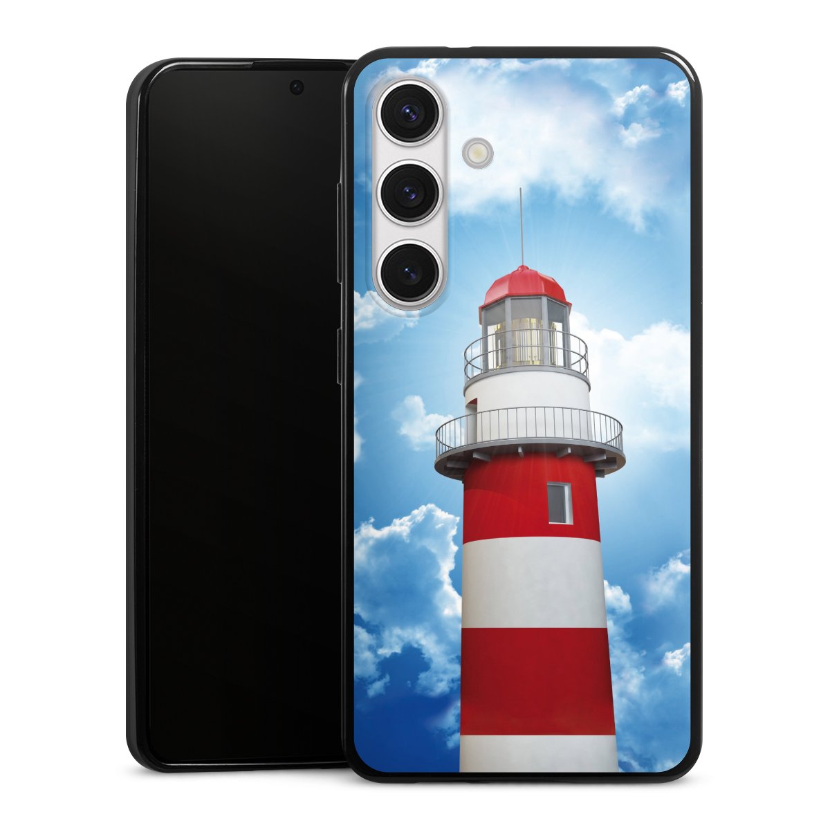 Galaxy S24 Handy Slim Case extra dünn Silikon Handyhülle schwarz Hülle Lighthouse Sky Cloud Silikon Slim Case