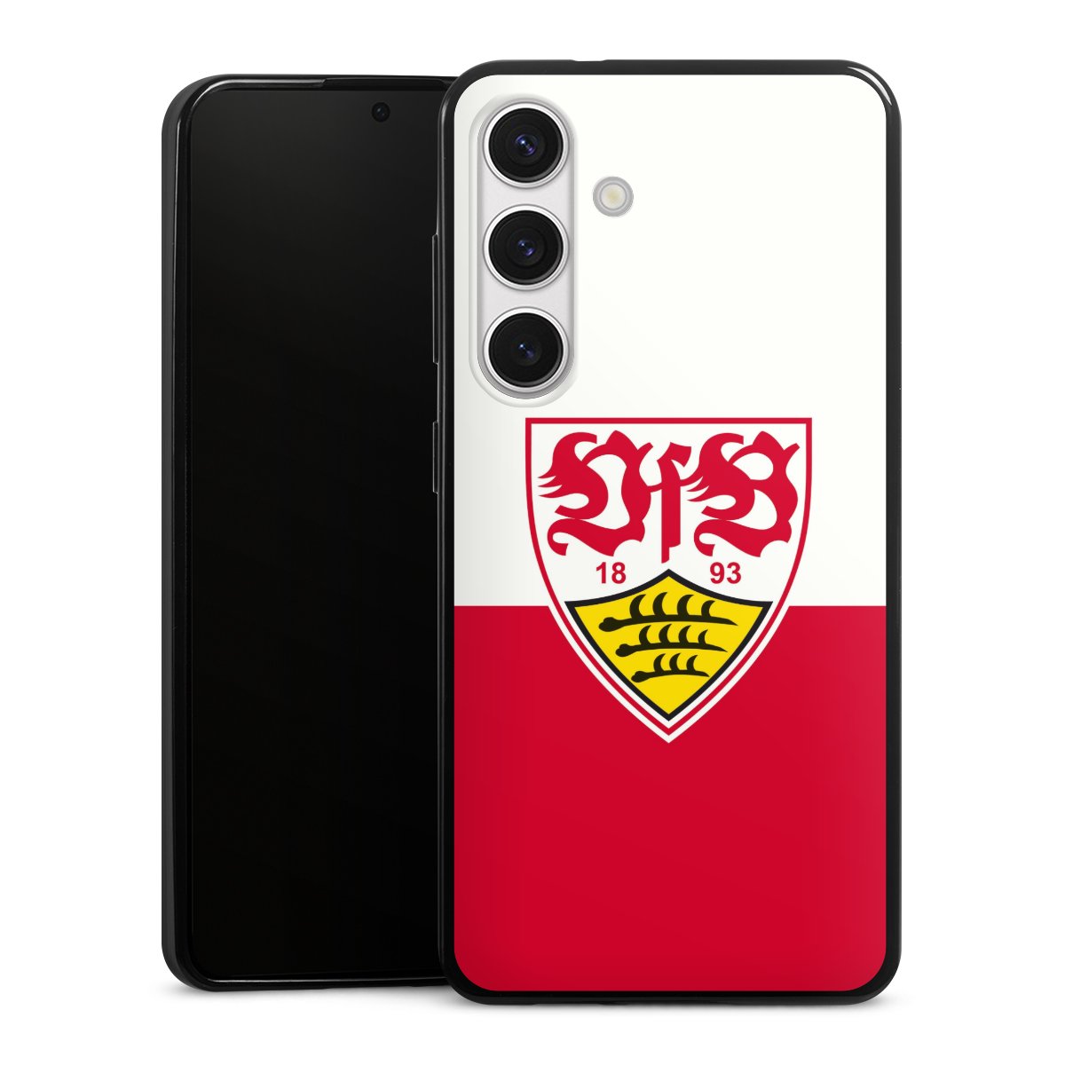 Galaxy S24 Handy Slim Case extra dünn Silikon Handyhülle schwarz Hülle Official Licensed Product Logo Vfb Stuttgart Silikon Slim Case