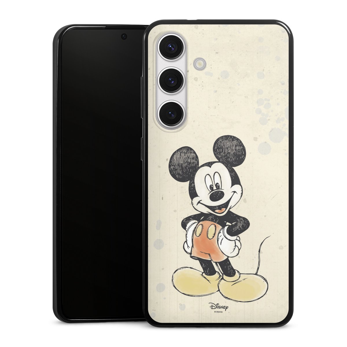 Galaxy S24 Handy Slim Case extra dünn Silikon Handyhülle schwarz Hülle Water Colour Mickey & Minnie Mouse Official Licensed Product Silikon Slim Case