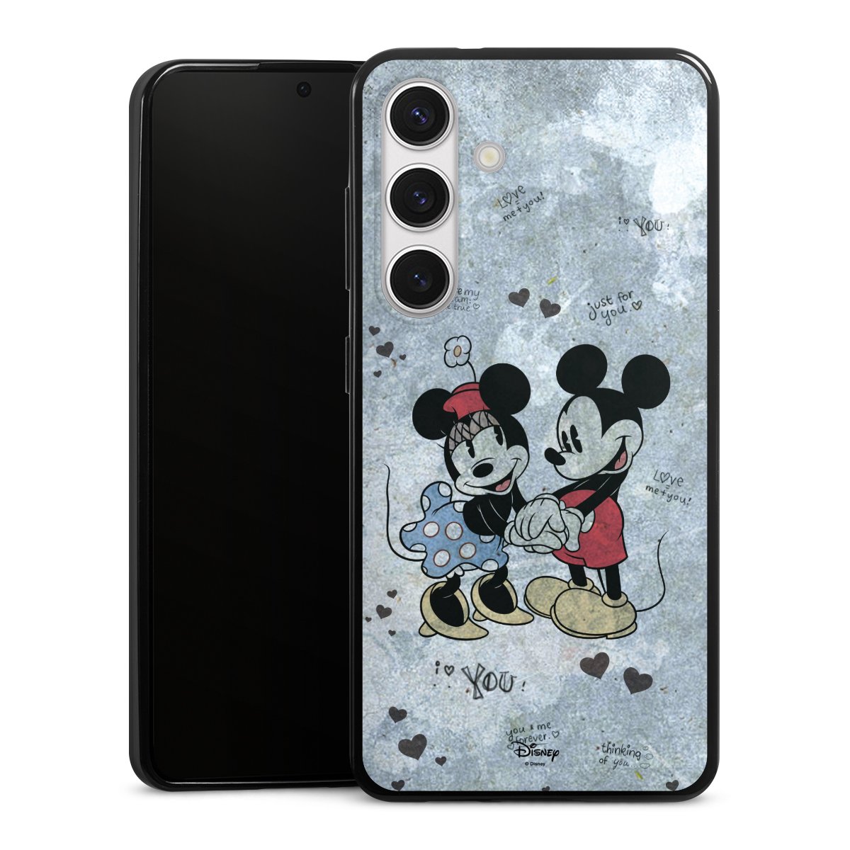 Galaxy S24 Handy Slim Case extra dünn Silikon Handyhülle schwarz Hülle Mickey & Minnie Mouse Vintage Disney Silikon Slim Case