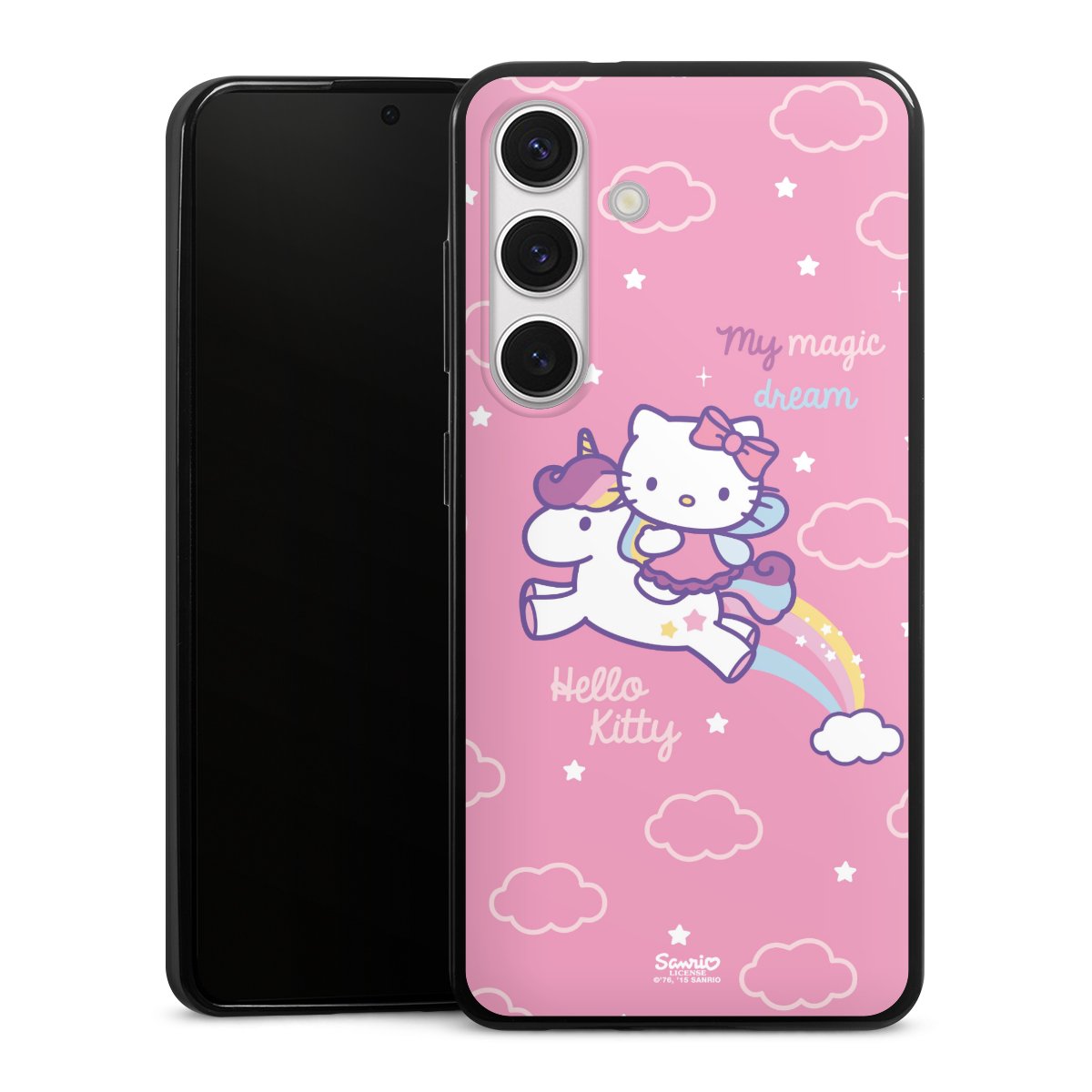 Galaxy S24 Handy Slim Case extra dünn Silikon Handyhülle schwarz Hülle Einhorn Official Licensed Product Hello Kitty Silikon Slim Case