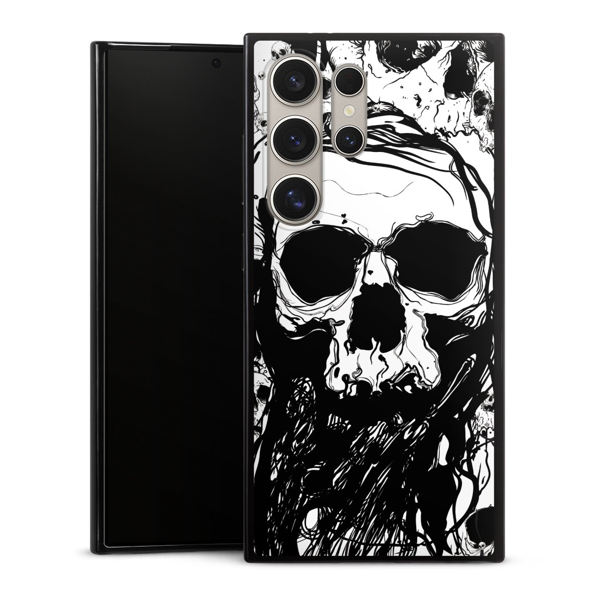 Galaxy S24 Ultra Handy Slim Case extra dünn Silikon Handyhülle schwarz Hülle Totenkopf Halloween Silikon Slim Case