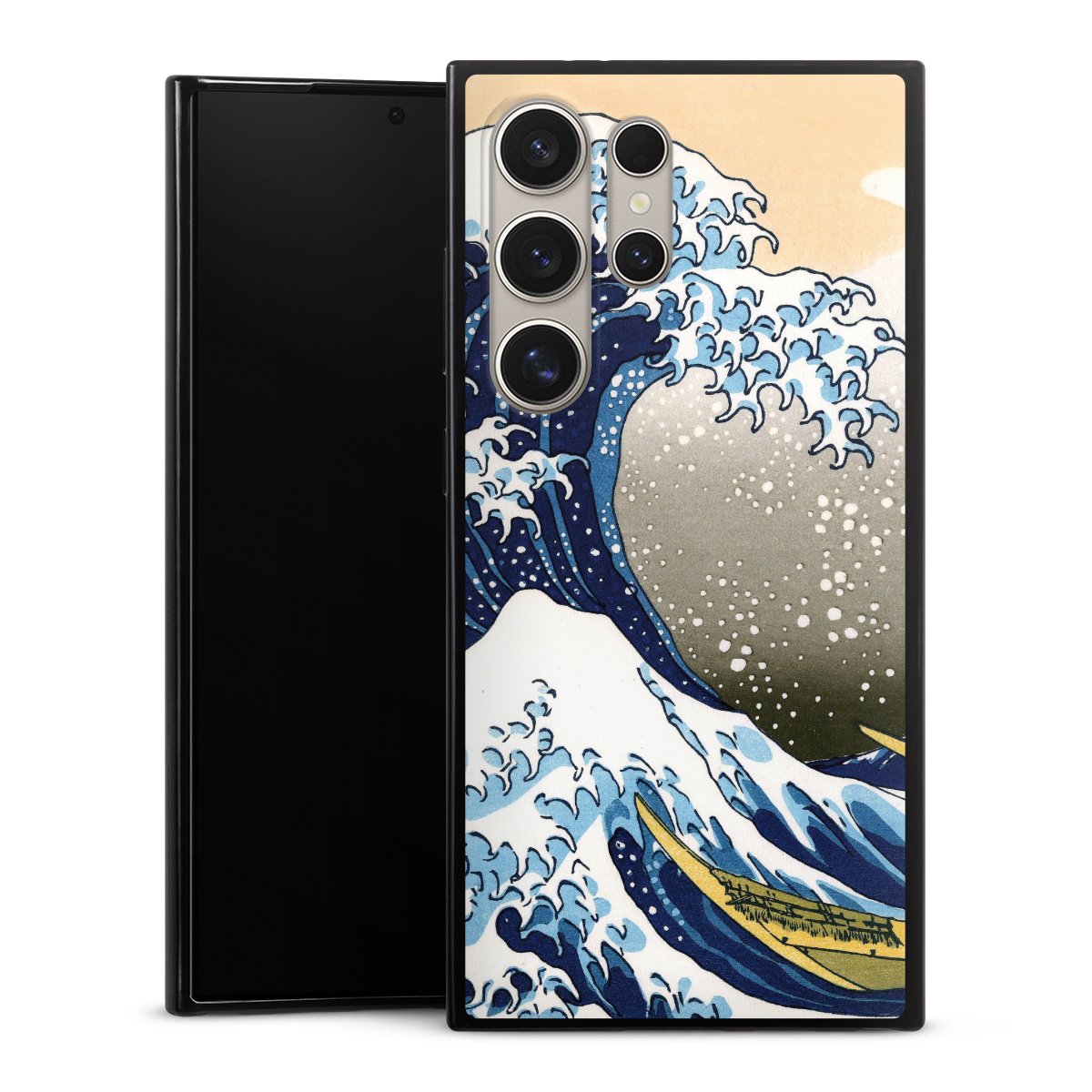 Galaxy S24 Ultra Handy Slim Case extra dünn Silikon Handyhülle schwarz Hülle Kunst Katsushika Hokusai Die Große Welle Vor Kanagawa Silikon Slim Case