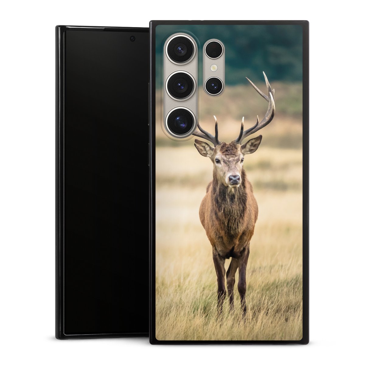 Galaxy S24 Ultra Handy Slim Case extra dünn Silikon Handyhülle schwarz Hülle Deer Meadow Forrest Silikon Slim Case